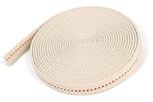 Zhongpu Reach Oil Lamp Wick 0.39 Inch Flat Wide 16.4 Foot Cotton Lanterns Wick with Red Stitch for Kerosene Burner Lighting