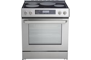 RANGAIRE RRI303GS 30" Range, 4 Induction Burners, 5.0 cu. Ft. Capacity, Freestanding Slide-in AirFry, True Convection Oven, Self Cleaning, Easy Reach Racks, Glass Touch, Stainless Steel