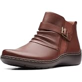 Clarks Women's Cora Rouched Ankle Boots | Leather Upper, Textured Ruched Silhouette, Distinctive Hardware Charm, Confident Ground Grip, Ultimate Comfort Footbed