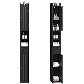 ChooChoo Narrow Bathroom Storage Cabinet with Adjustable Shelves, Tall Storage Cabinet with 2 Doors and 1 Drawer, Freestanding Cupboard for Small Spaces, Black