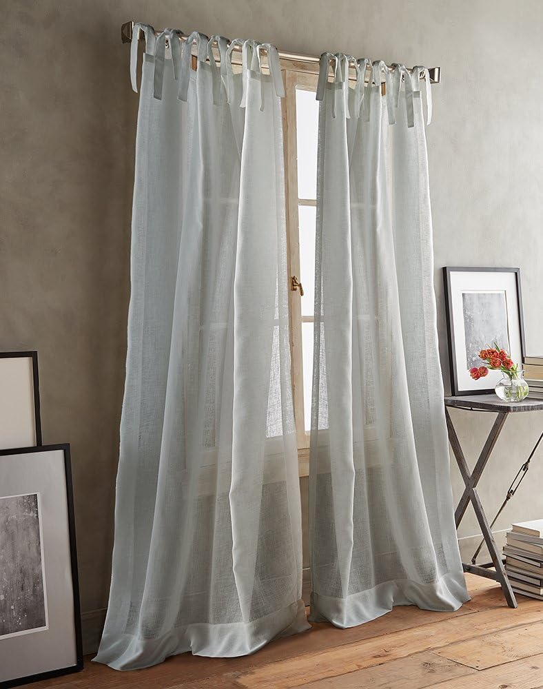 DKNY Paradox Tie Tab Sheer Window Curtain Panel Pair Home