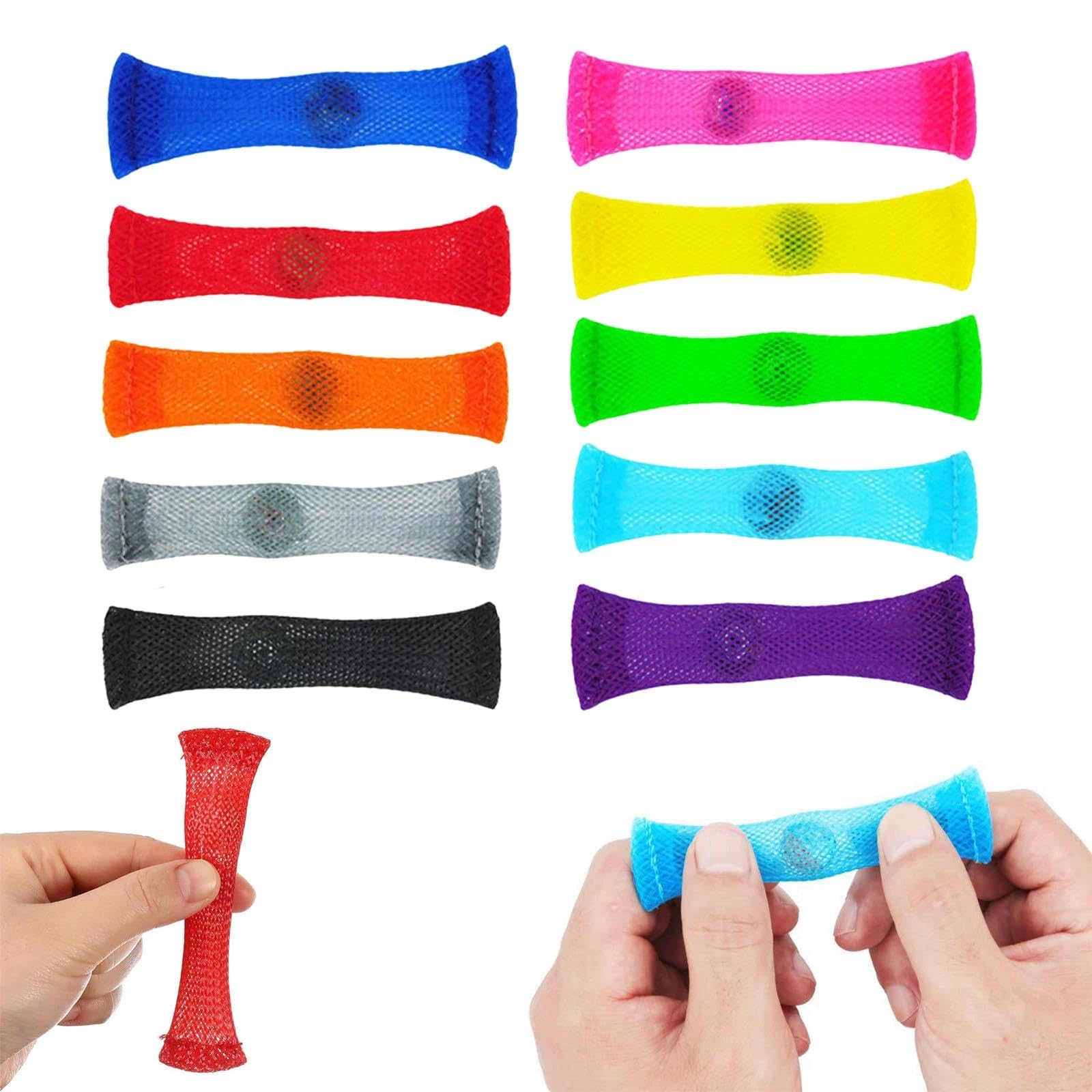 dinghaole 10 Pcs Marble Mesh Fidget Toys, Sensory Anxiety Stress Relief Toys, Stone Ball Quiet Cheap Small Reliever Multipack Color Tubes, for Relieving Calm Decompression