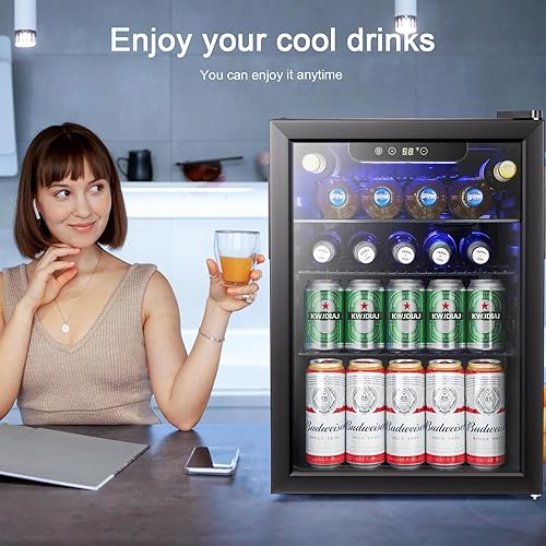 Antarctic Star Mini Fridge 100 Can Beverage Refrigerator Wine  Cooler/Cabinet Small Beer Soda Glass Do