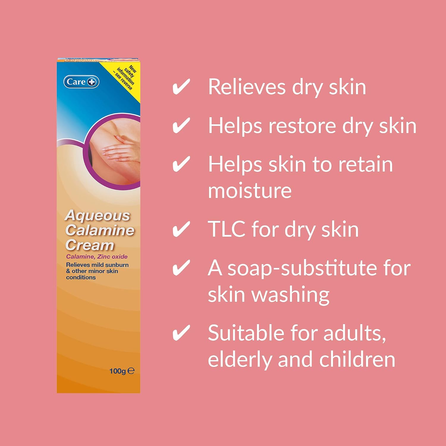 Care Aqueous Calamine Cream Sunburn Relief Soothing Itch Relief Cream Itchy skin relief for adults & Children TLC For Dry Skin And Other Minor Skin Conditions 100g 1 Pack - Image 4