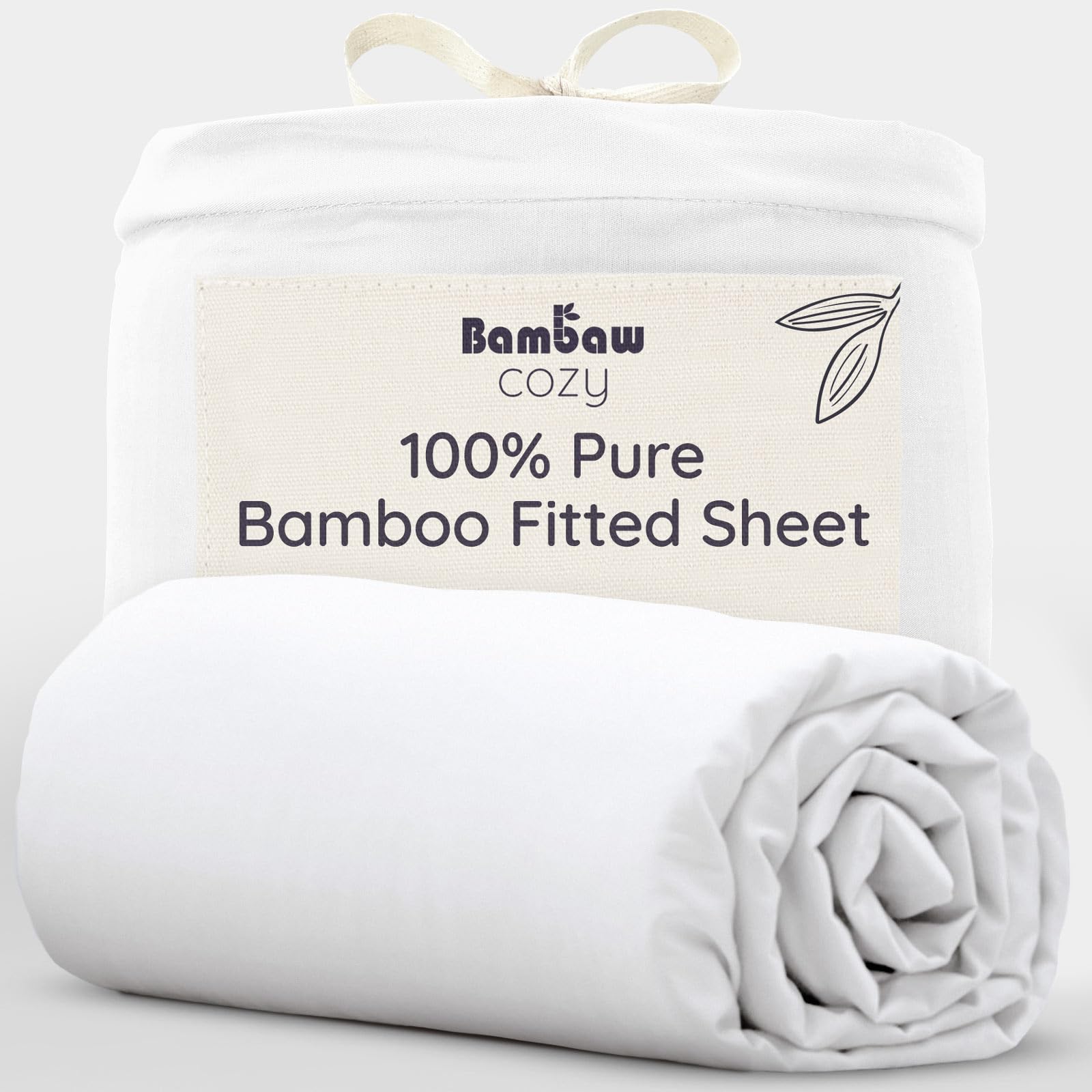 Bambaw Bamboo Fitted Sheet 140x200 cm, Deep Pocket 35cm, Anti Dust Mite Bedding, 100% Bamboo Bed Sheets Double, Soft & Cool Bedding for Night Sweats, Deep Fitted Sheets Double Bed 140x200 cm (White)
