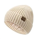 Durio Men Silk Lined Beanie - Unisex Winter Hats Double Layered Stylish Knited Cuffed Plain Hat Ski Snow Hat