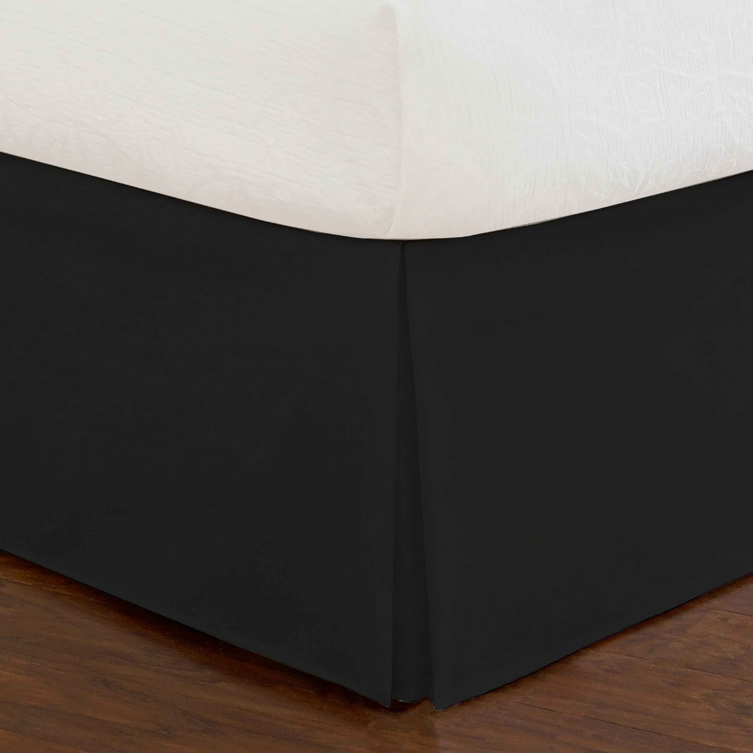 FRESH IDEAS Classic 14” drop length, Pleated Styling Bedding Tailored Bedskirt, King, Black