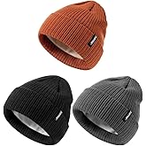 ZUPPAD Baby Beanie Hat 3 Packs Toddler Girls Boys, Baby Hats Winter Warm Knitted Thermal with Fleece Lining, Kids Winter Hat