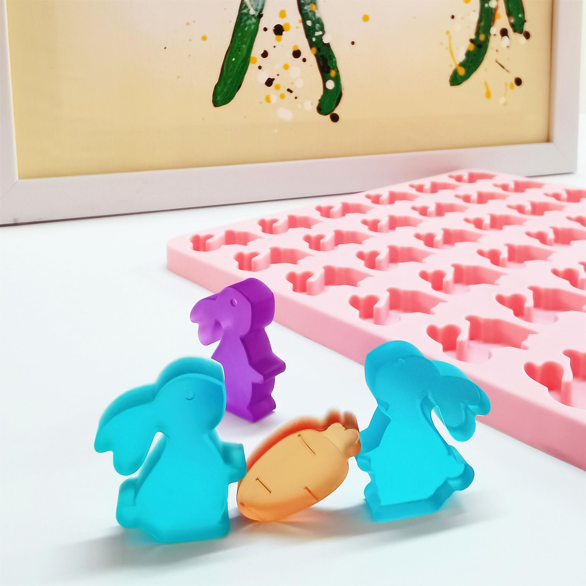 Tadonyny Bunny Silicone Molds for Candy Gummy Chocolate, Easter Molds, Rabbit Silicone Mold with Scraper (bunny)