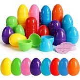 LILIDASO Empty Plastic Fillable Easter Eggs Container, 50 PCS x 3.22" (without Hinge) Colorful Easter Eggs, Party Favor Container, Suprise Egg Bulk, Easter Hunt, Cute Eggs, Birthday or Christmas Gift