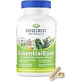 Ridgecrest Herbals EssentialEyes, Natural Eye Vitamin Supplements, Contains Lutein, Zeaxanthin, Bilberry Extract, Supports Eye and Vision Health (120 Vegan Caps, 30 Serv)