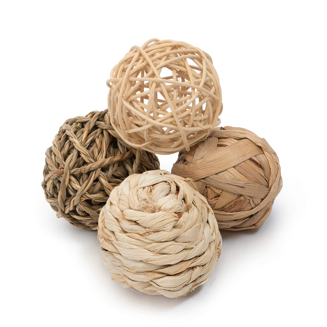 Niteangel Natural Chew Activity Toys Fun Safe Hay Grass Pet Balls for Chinchilla Guinea Pig Rats Rabbits Hamster Gerbil Degu Bunny and Other Small Animals (4 Balls)