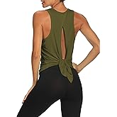 Bestisun Workout Tank Tops Open Back Yoga Exercise Shirts Tie Back Athletic Clothes for Women