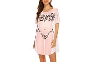 Ekouaer Women's Bikini Shirt Cover Up Short Sleeve Cute Bikini Print Cover-Up Baggy T Shirt Dress Fun Wear