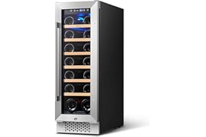 Yeego Wine Cooler,12 inch Wine Refrigerator Hold 20 Bottles with 40-65°F LED control, Upgraded Compressor with Glass Door and Safety Lock, Mini Wine Fridge Built-in Undercounter or Freestanding