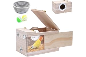 KHEARPSL Parakeet Nesting Box Transparent Bird Budgie Breeding Box Bird Nest Cage House for Lovebirds Cockatiels Parrots Budgie Finch Canary (Medium)