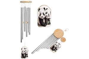 Baby Pandas Wind Chime for Outside,Deep Tone Lovely Wind Chimes with 6 Aluminum Tubes Courtyard Decoration,Windchimes for Hol