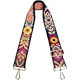 TCOMVEZ Embroidery Flower Purse Strap Replacement Crossbody for Handbags Women Guitar Strap 2 inch Wide Adjustable Bag Straps