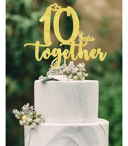 Cheers To 10 Years Cake Topper - Purple Glitter Birthday Or Anniversary Decoration | 9x5.9 Inch Cardboard Topper For Cakes, Cupcakes & Photos - View #5