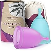 EcoBlossom Reusable Menstrual Cup Set - The Most Reliable Medical Grade Silicone Period Cups - Comfortably use for 12 Hours (Small & Large)