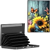 BEOTIWAD 6-Slot Metal RFID Credit Card Holder,Beautiful Sunflowers Butterflies