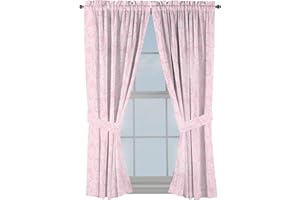 Jay Franco Window Curtains for Bedroom 4-Piece Drape Set with 2 Tiebacks, Pink - Hello Kitty, 42" W x 63" L (Pack of 2)