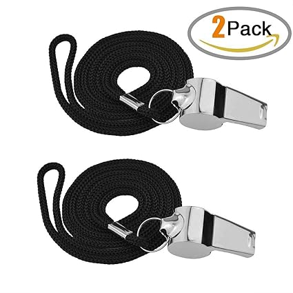 Edelstahl Pfeifen Whistle für Trainer mit Schlüsselband, 2 Stück von Ishua