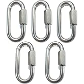 5‑Pack 2&frac14; Inch 316 Stainless Steel Screw Quick Links | Heavy‑Duty Oval Connector for 1/8" Wire Rope &amp; Marine Hardware