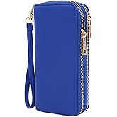 FashionPuzzle Double Zip Around PU Leather Wristlet Cell Phone Wallet | Double Zip, Around