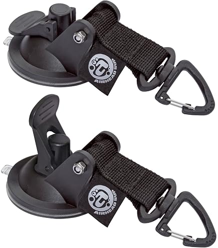 4-Pack Heavy Duty Suction Cup Hooks – Strong Sticky Gel Base, Spring Hooks & Straps, For Smooth Surfaces, Camping, Boats, SUVs, Kitchen & Bathroom