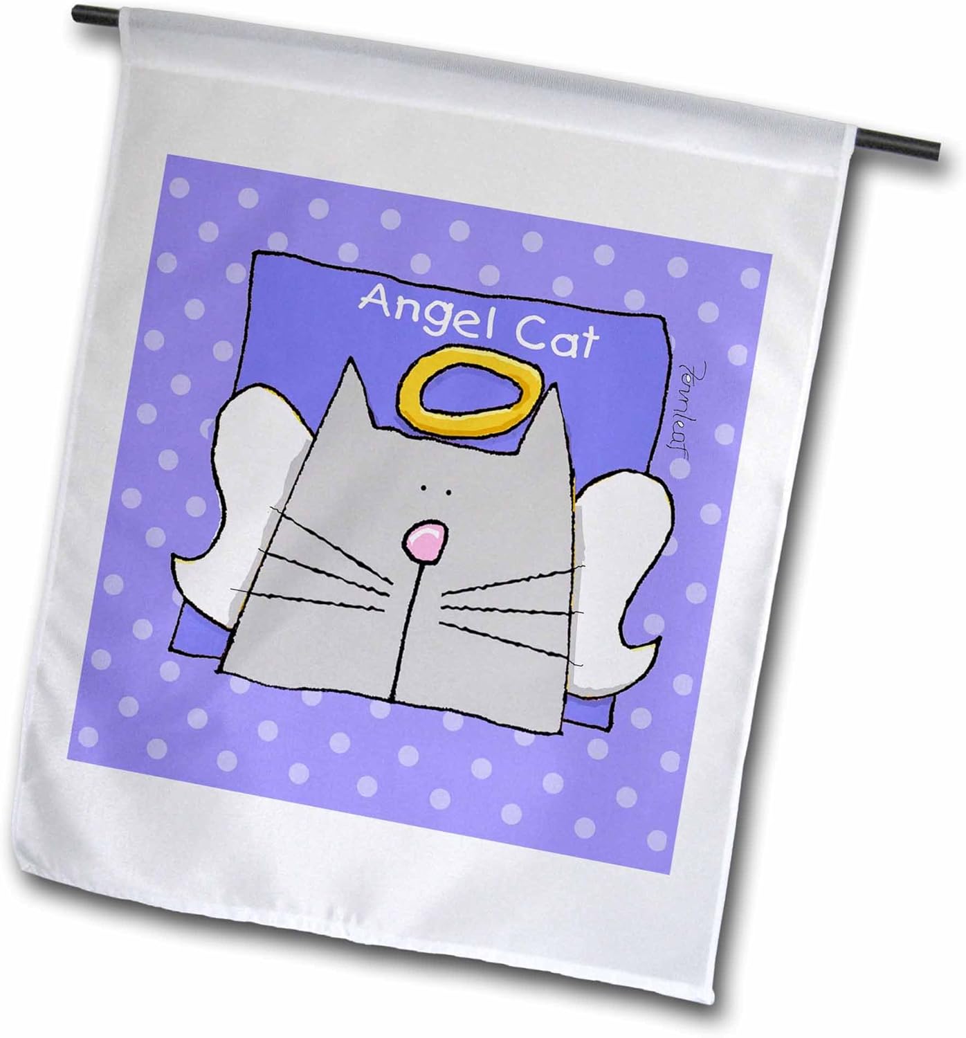 3dRose Angel Gray Cat Cute Cartoon Pet Loss Memorial - Garden Flag, 12 by 18