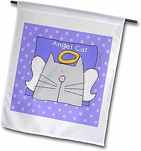 3dRose Angel Gray Cat Cute Cartoon Pet Loss Memorial - Garden Flag, 12 by 18