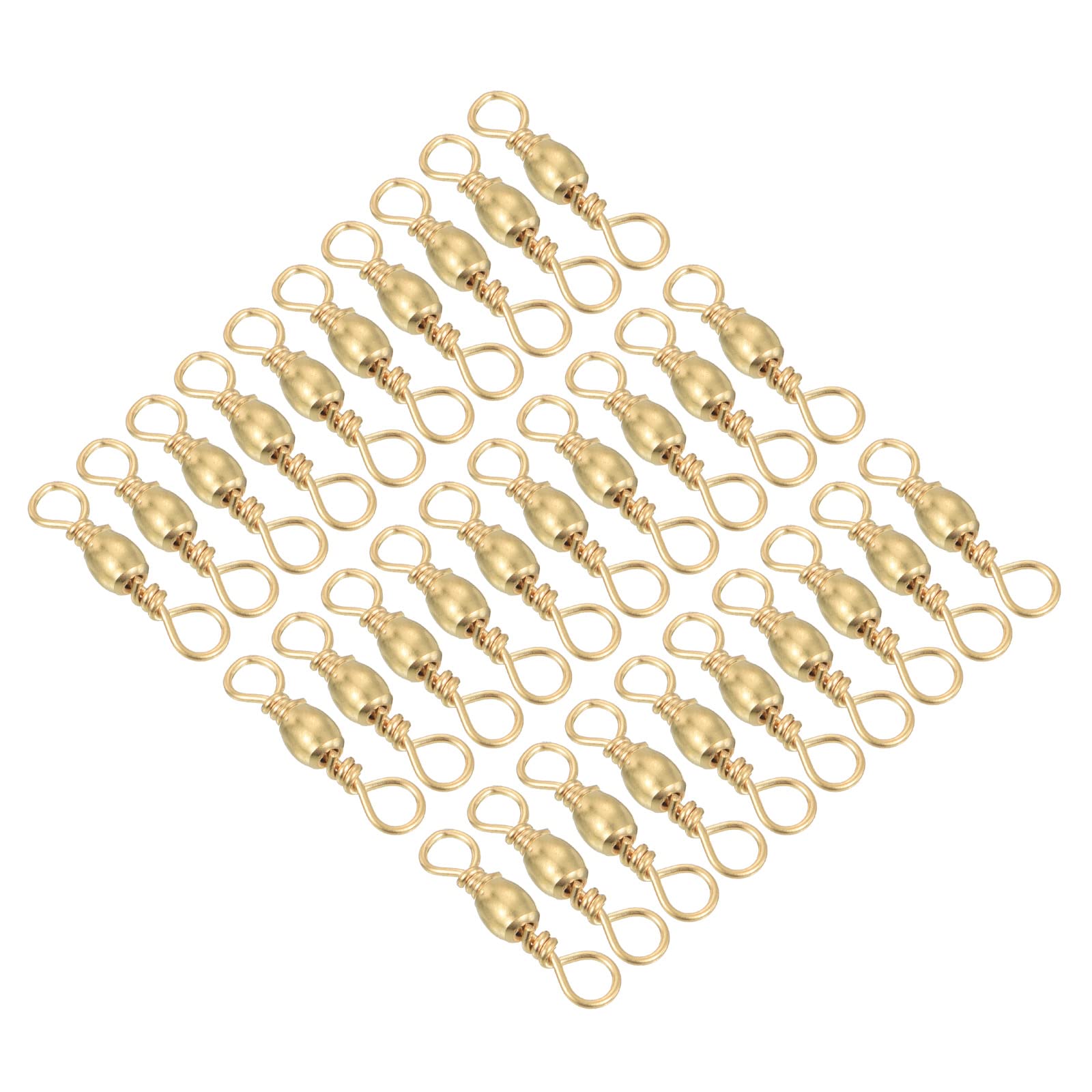PATIKIL Fishing Barrel Swivel, 30Pcs 41lb Carbon Steel Solid Ring Terminal Tackle, Golden