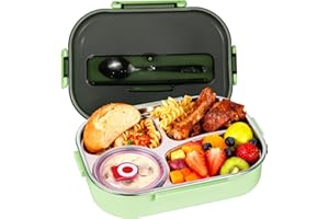 1.5L 5-Compartment Stainless Steel Bento Lunch Box with Soup Container Meal Prep Lunch Containers, Leakproof Food Storage Box