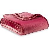 Berkshire Blanket-Classic Heavyweight Soft Printed VelvetLoft® Plush Warm Blanket, Twin Size Soft Fuzzy Blanket for Couch Sofa Bed, Ombre Burgundy, 60in x 90in