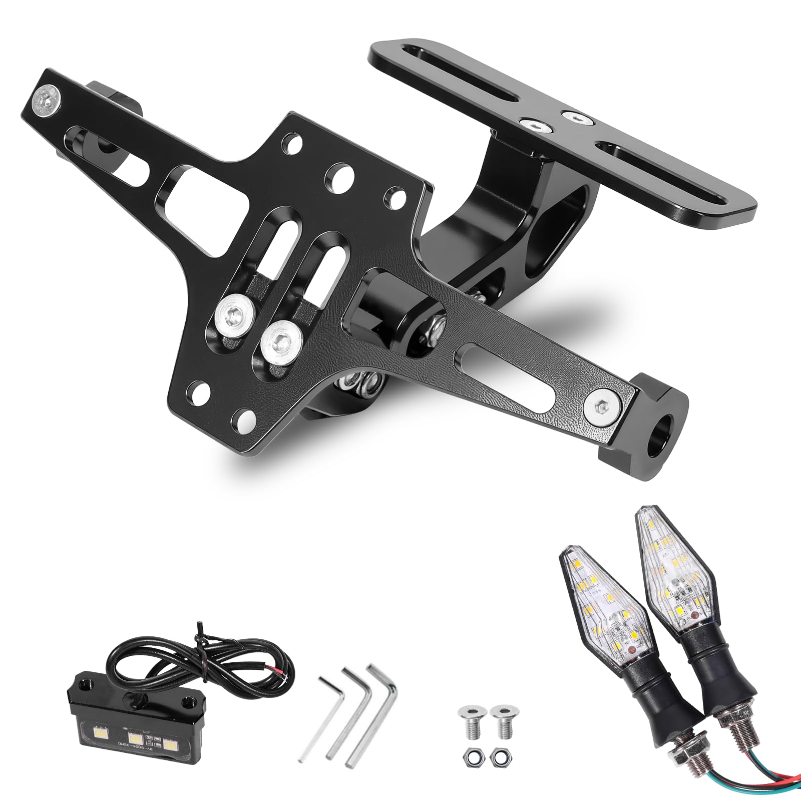 Photo 1 of MDPROMCP Universal Adjustable Motorcycle License Plate Holder Motorcycle Fender Eliminator Kit With 2 Turn Signal Lights