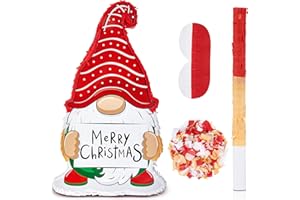 Syhood 19.7 Inch Christmas Gnome Pinata with Pinata Stick, Blindfold and Confetti for Adult Holiday Xmas Birthday Anniversary Decoration Party Supplies