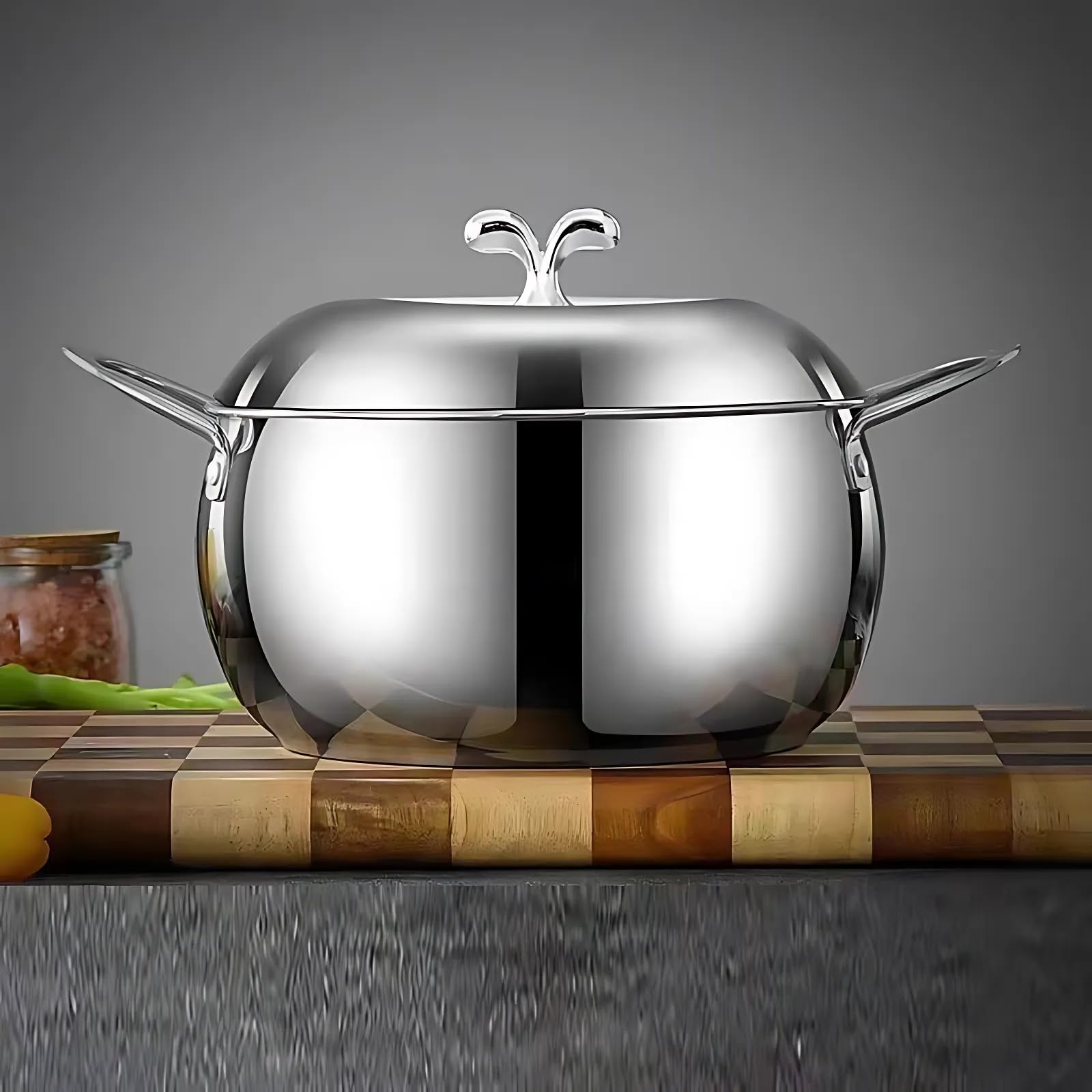 Boxonly 24cm(9.5") Stainless Steel Stock Pot with Steel Lid | 4L Capacity Soup, Pasta & Stew Pot | Compatible with Induction | Easy to Clean | Silver Finish