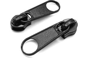 Goyunwell #5 Zipper Pulls Black Nylon Coil Zipper Pull Replacement Bulk 30pcs Metal Slider for Purse and Bag Craft Making