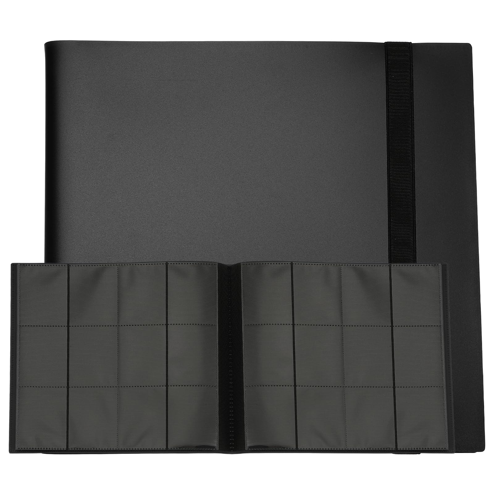 sourcing map 12 Pocket Trading Card Binder, PU Cover Card Collection Binder 480 Side Loading Card Binder Card Album Folder for TCG, Game Cards, Sports Cards(Black)