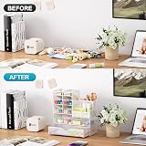 Marbrasse Mesh Desk Organiser Multifunctional Pen Holder White 26x23x10 cm view 3
