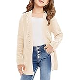 Haloumoning Girls Open Front Cardigan Sweaters Kids Fall Fashion Side Slit Outerwear 5-14 Years