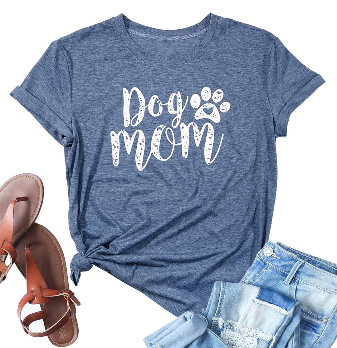 Dog Mom Tshirts For Funny Dog Paw Graphic Print Short Sleeve O Neck For
