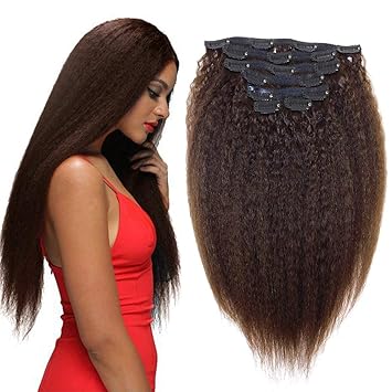 Amazon Com Yaki Hair Clip In Natural Hair Extensions For Black