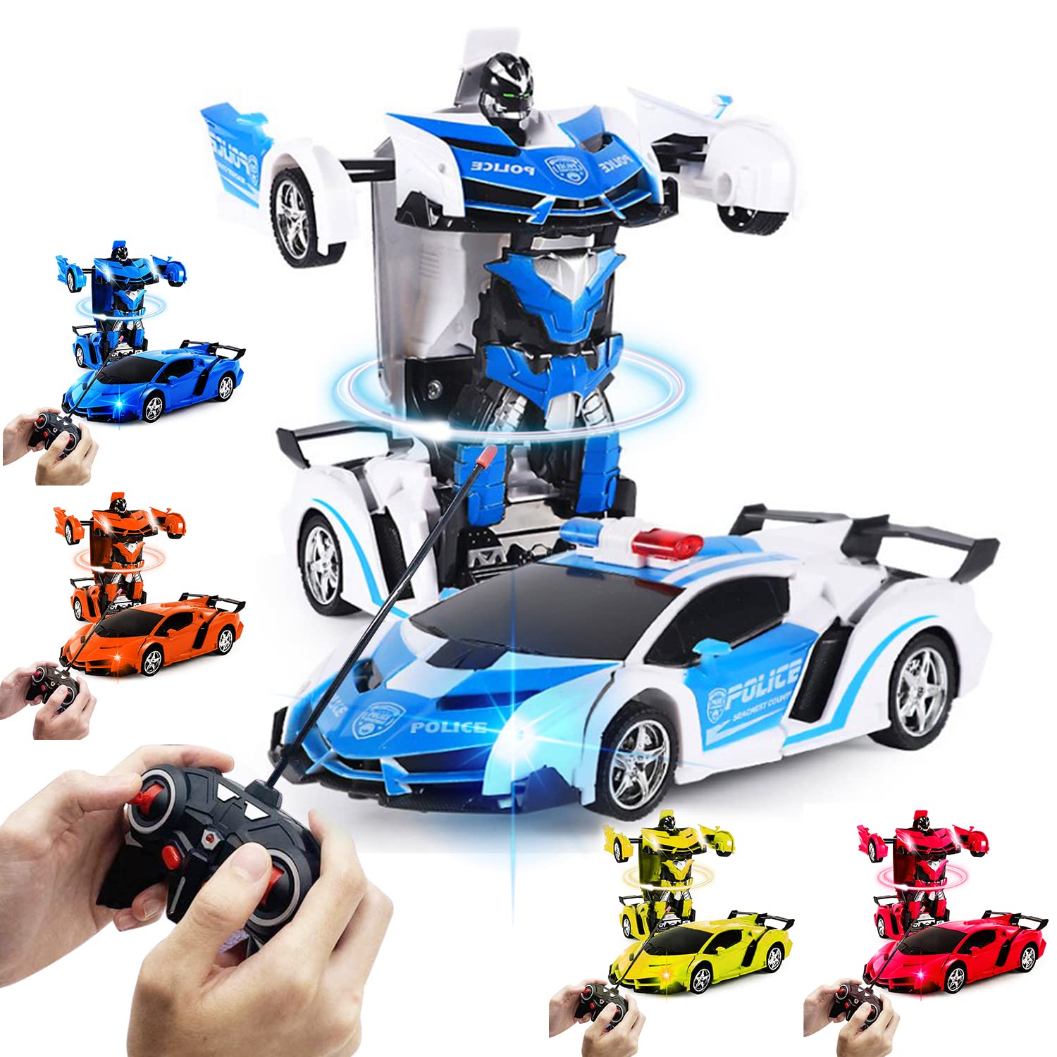 Remote Control Cars for Kids - Transformers Toys Inspired RC Car, 1:18 Scale, 2.4GHz High-Speed Racing Vehicle, Battery, for Boys and Girls, Indoor Outdoor Fun (White)