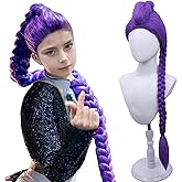 MAGQOO Purple Braid Wig Kids Girls Light Purple Wig Long Braids Wigs Hair Cosplay Costume Party Wigs