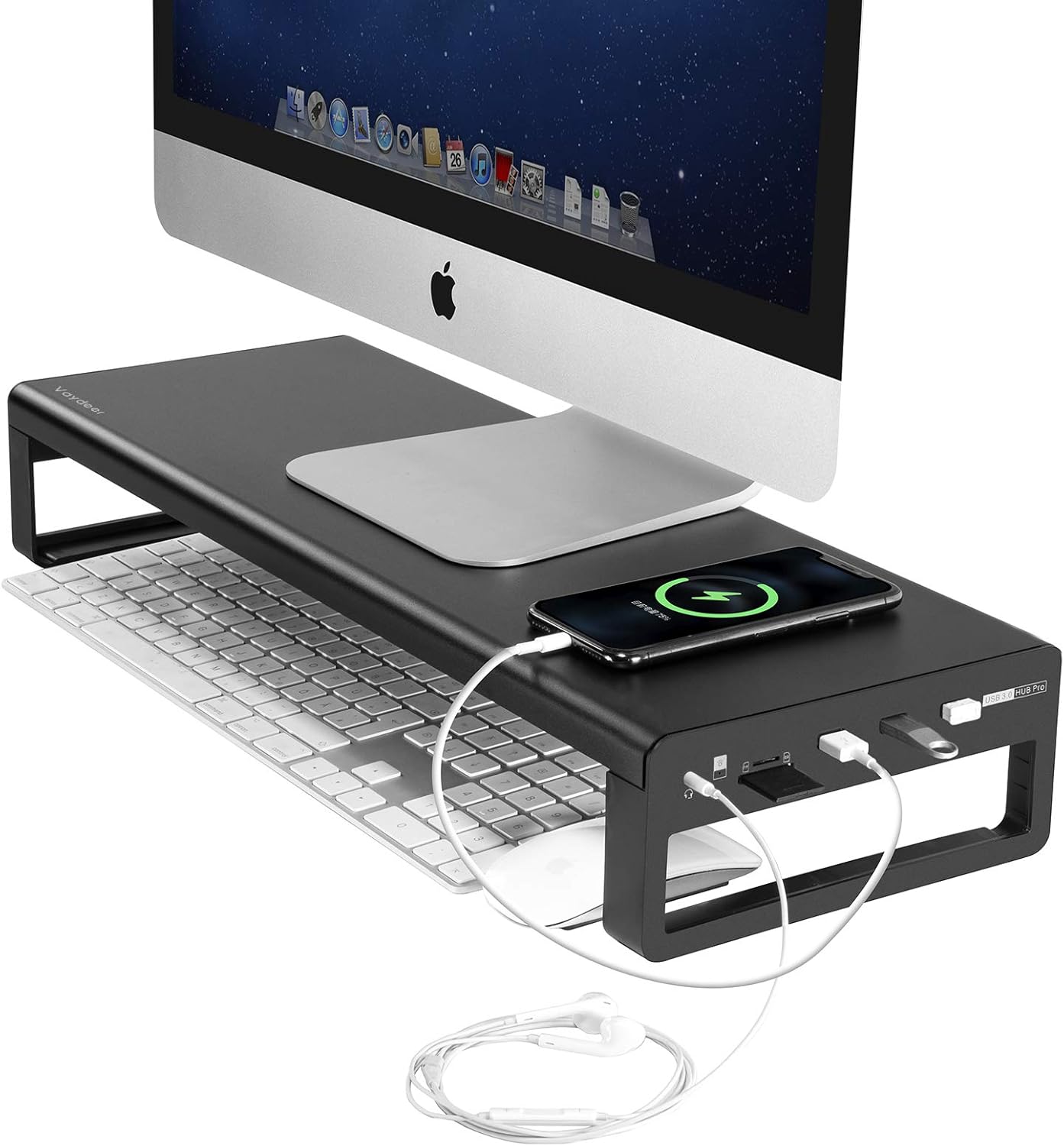 Vaydeer Monitor Stand Metal Riser, with 4 USB 3.0 Ports Amazon.co.uk