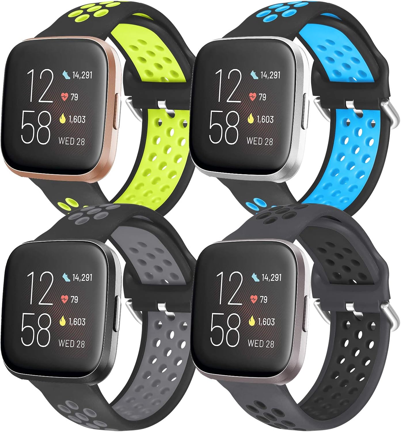 iHillon 4 Pack Compatible with Fitbit Versa Bands/Fitbit Versa 2 Bands