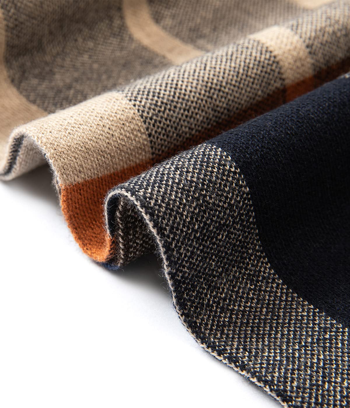 Villand Australian Merino Wool Tartan Knitted Scarf for Men, Plaid Winter Warm Thick Soft Neckwear with Gift Box