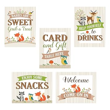 Amazon Com Lillian Rose 5 Piece Woodland Baby Shower Decor Signs Baby Amazon Com Lillian Rose 5 Piece Woodland Baby Shower Decor Signs Baby